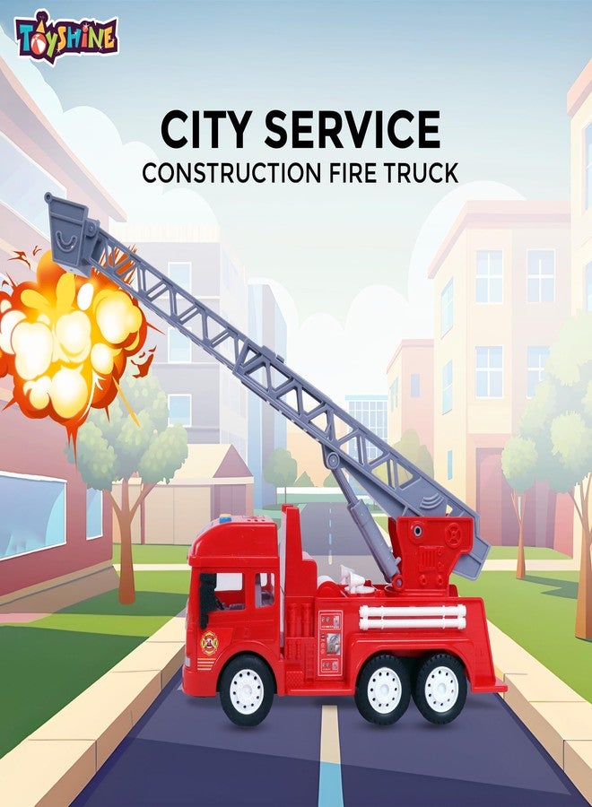 Toyshine 12 inches Oversized Friction Fire Station Rescue Truck Construction Vehicle Toy for Kids, Red- B - Image 2
